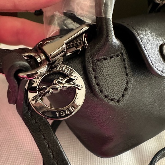 NWT Longchamp Le Pliage Cuir Nano Crossbody bag with box and dustbag - Picture 10 of 15